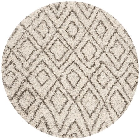 Safavieh Hudson Shag 300 Power Loomed Round Area RugIvory & Grey 7 x 7 ft. SGH332A-7R